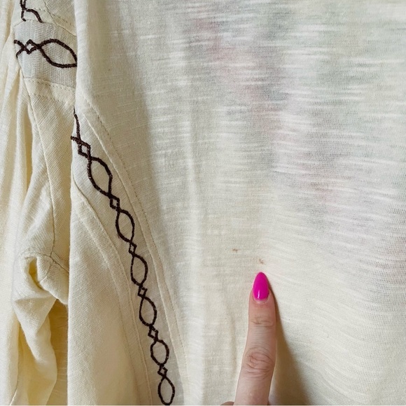 Free People Boho Embroidered Long Sleeve Hand Me Down Top - Picture 13 of 13